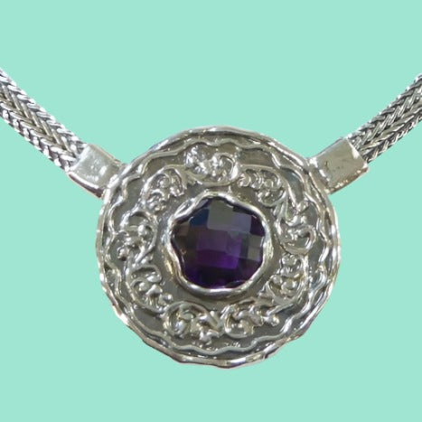 Bluenoemi Jewelry Necklaces Sterling Silver Pendant necklace Amethyst Zircon designer jewelry