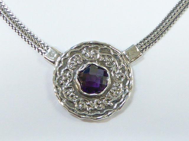 Bluenoemi Jewelry Necklaces Sterling Silver Pendant necklace Amethyst Zircon designer jewelry