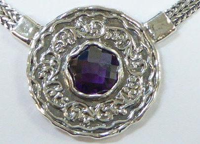 Bluenoemi Jewelry Necklaces Sterling Silver Pendant  necklace Amethyst Zircon designer jewelry