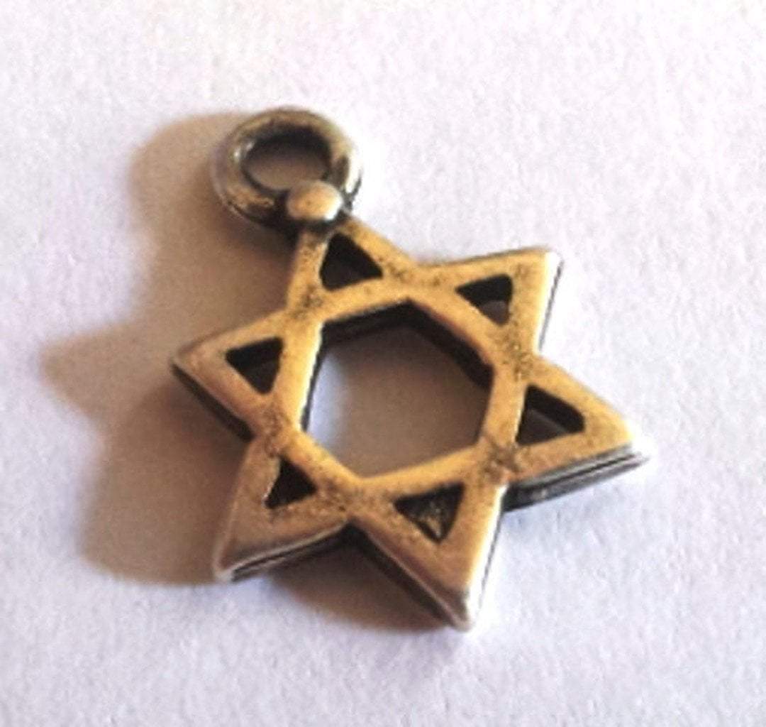 Bluenoemi Jewelry Pendants silver Lot 10 Israeli star of David charms for making jewelry antique silver plated.