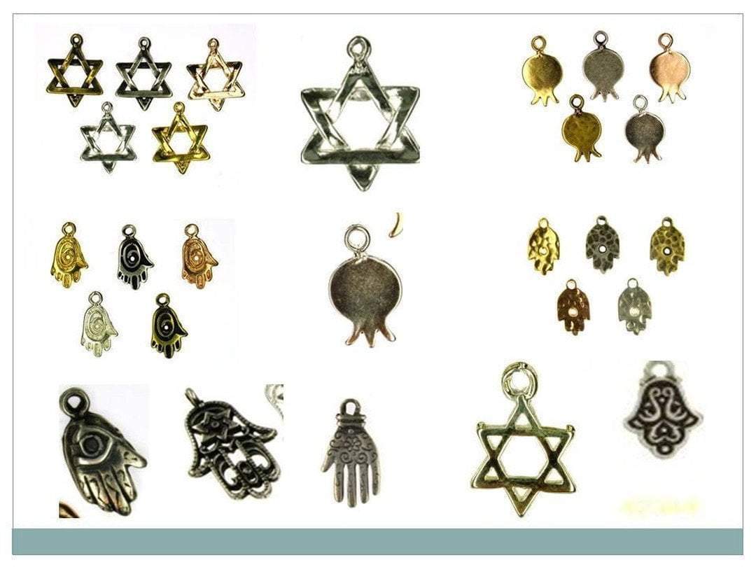 Bluenoemi Jewelry Pendants silver Lot 10 Israeli star of David charms for making jewelry antique silver plated.