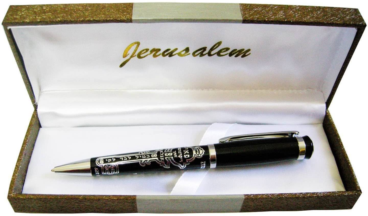 Bluenoemi Jewelry pens 12cm / silver Ballpoint Pen Silver "Livelihood Amulet" & "Livelihood Key" Design Hebrew Judaica Gift With Presentation Box