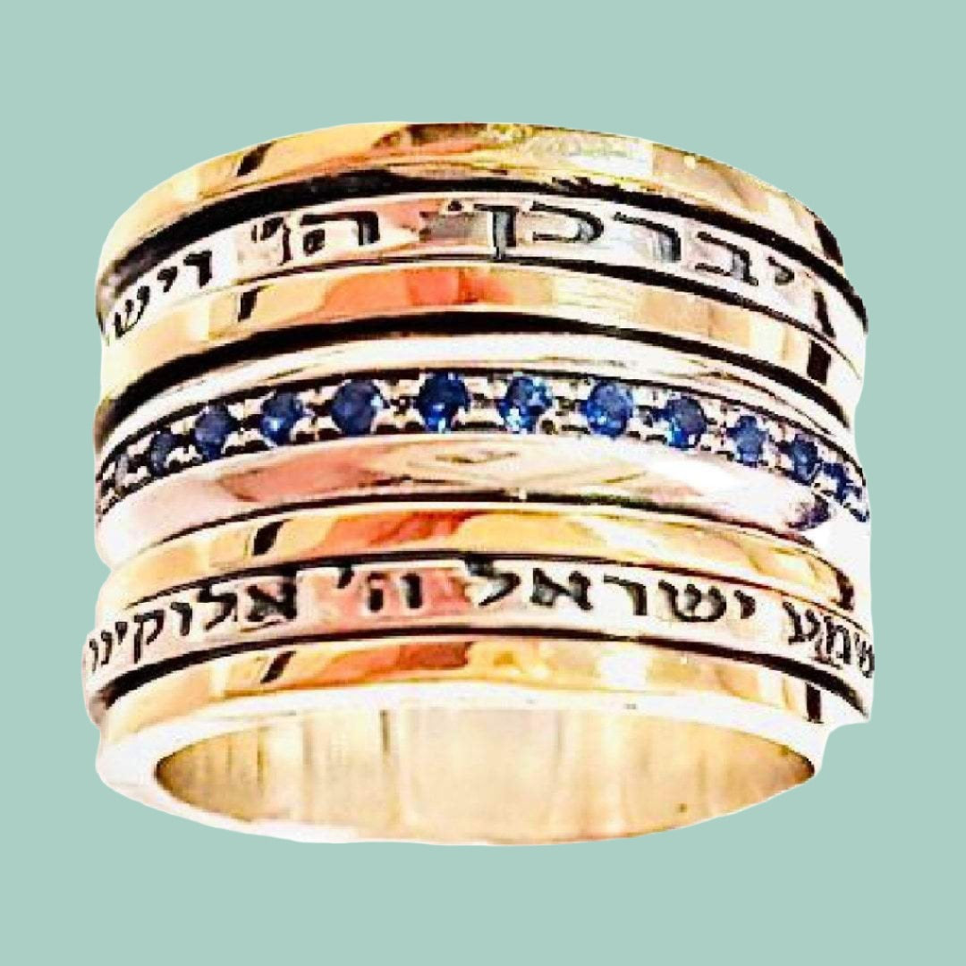 Bluenoemi Jewelry Personalized Rings Spinner Ring for Woman Inspirational Blessing Prayer & Poesie silver and gold ring