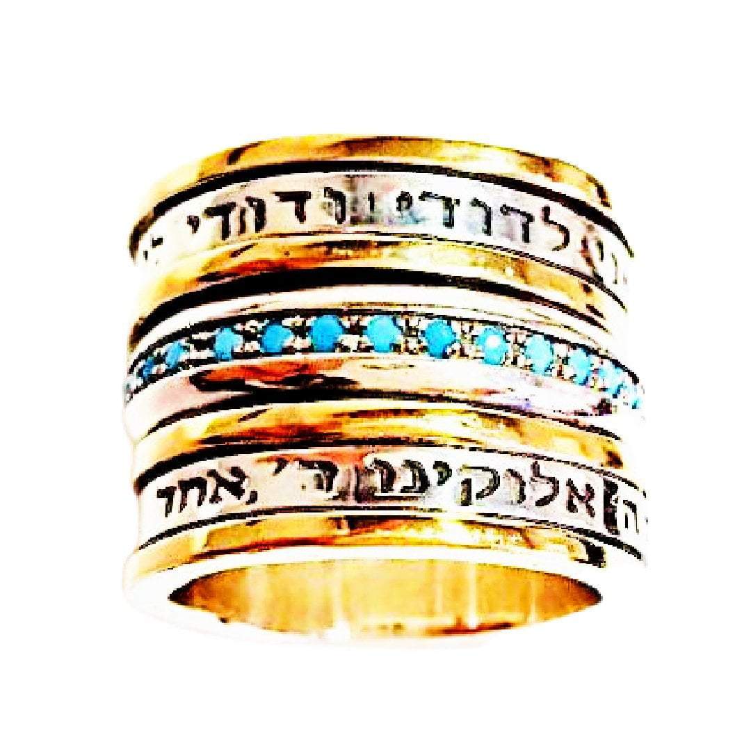 Bluenoemi Jewelry Personalized Rings Spinner Ring for Woman Inspirational Blessing Prayer & Poesie silver and gold ring