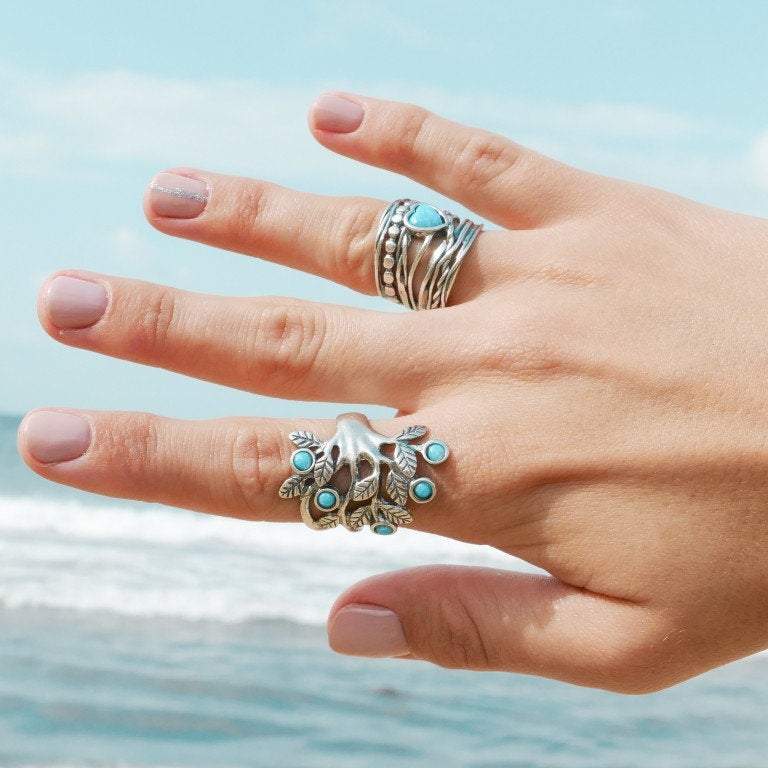 Bluenoemi Jewelry Rings Bluenoemi Blue Opals Silver Ring for woman/Israeli silver ring / Silver DesignerJewelry