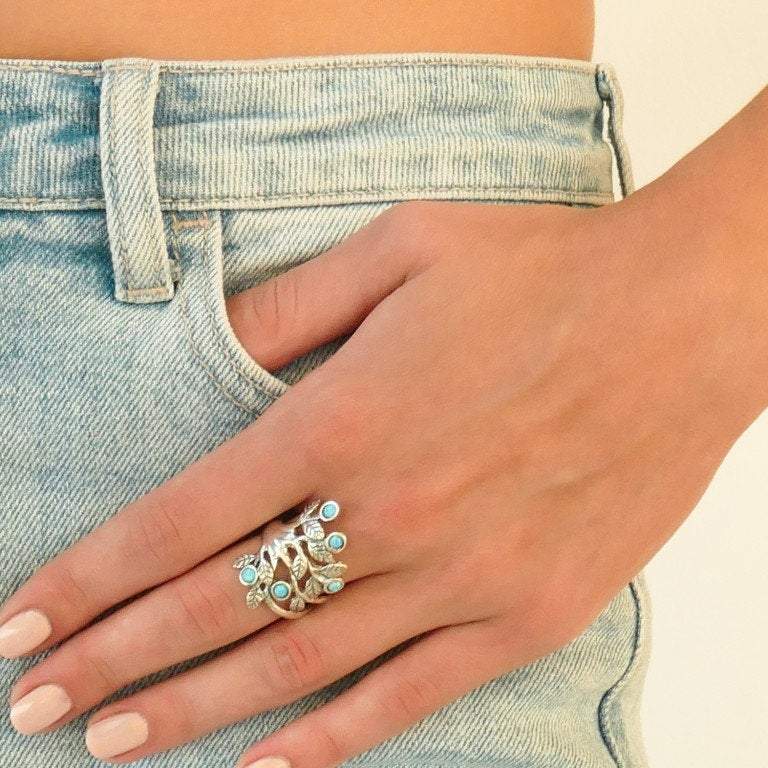 Bluenoemi Jewelry Rings Bluenoemi Blue Opals Silver Ring for woman/Israeli silver ring / Silver DesignerJewelry