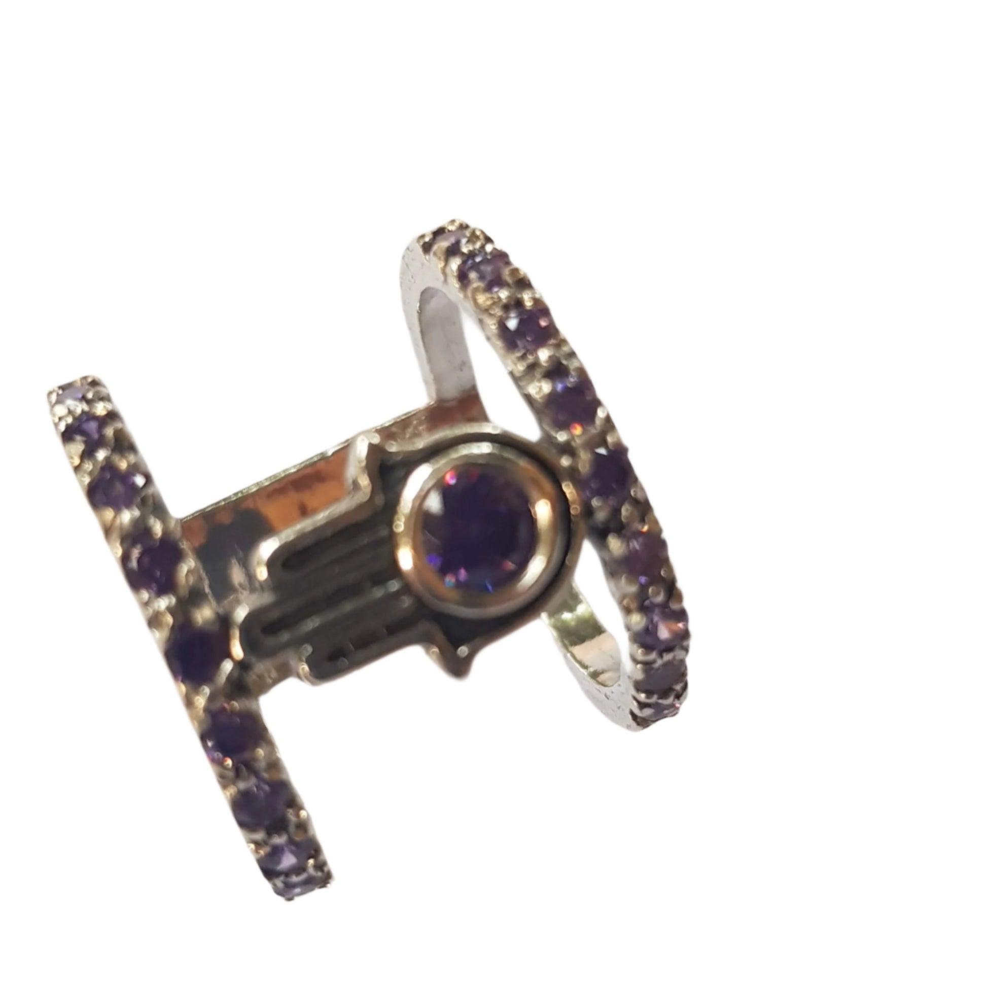 Bluenoemi Hamsa Ring , Good luck Jewelry, cubic zirconia ring, silver ring for woman , Protection Ring - Bluenoemi