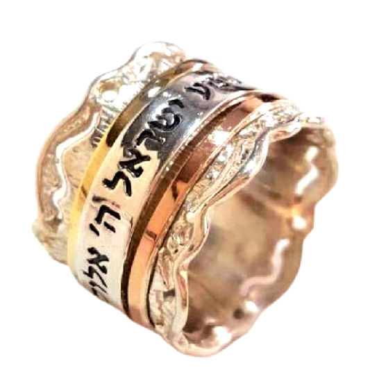 Bluenoemi Jewelry Rings Bluenoemi Israeli Jewelry | Personalized Israeli Spinner Rings ·Custom Handwriting Ring ·  Hebrew Engraved Silver and Gold Beloved Ring