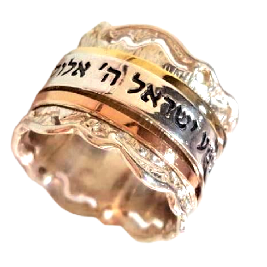 Bluenoemi Jewelry Rings Bluenoemi Israeli Jewelry | Personalized Israeli Spinner Rings ·Custom Handwriting Ring · Hebrew Engraved Silver and Gold Beloved Ring