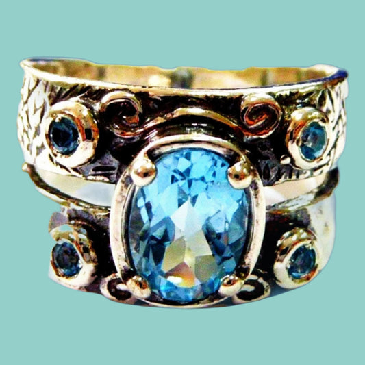 Sterling silver ring set CZ. Womens jewellery rings - Bluenoemi