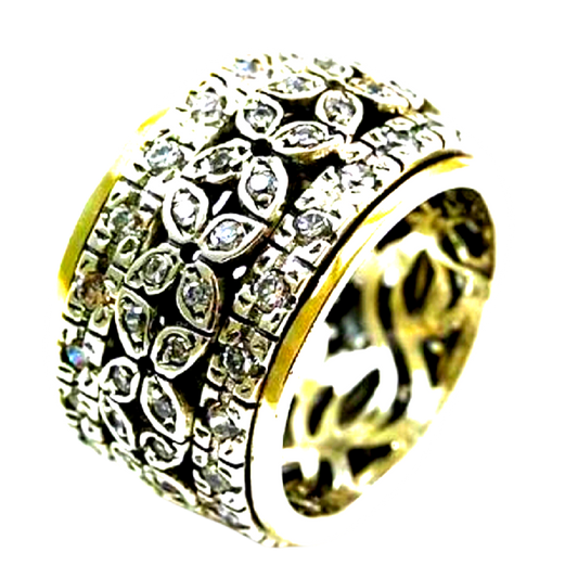 Bluenoemi Jewelry Rings Bluenoemi Meditation Ring for Woman,  Spinner Rings for Women, Silver & Gold Ring