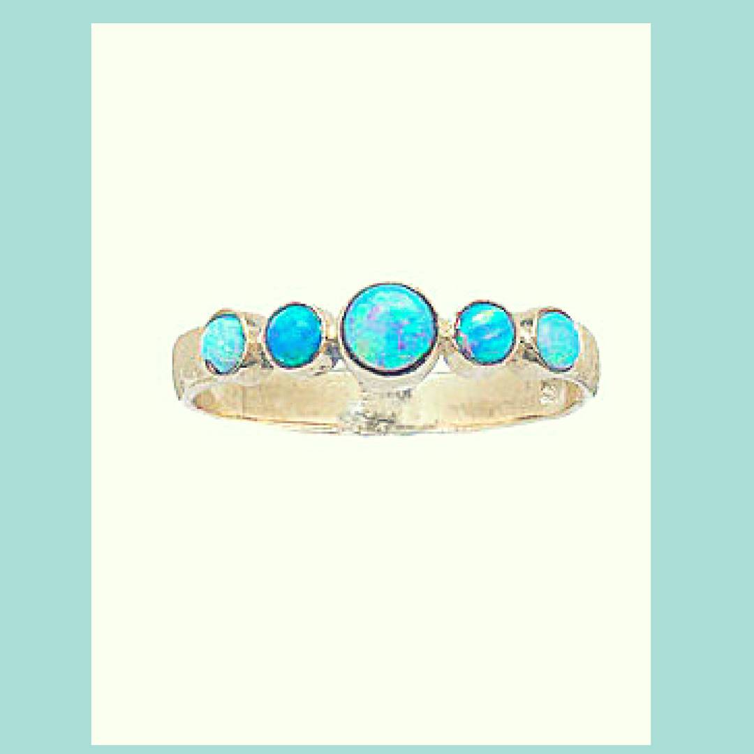 Rings for women ring for woman gold 9 ct with vivid blue opals, israeli jewelry - Bluenoemi