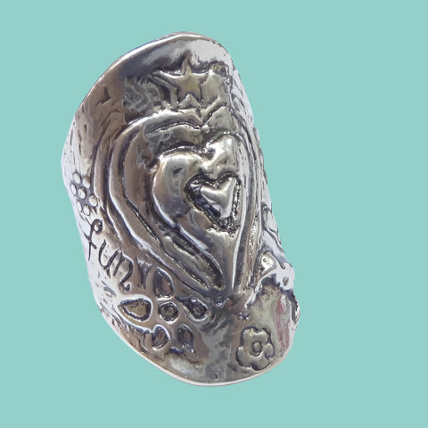 Bluenoemi Jewelry Rings Hearts silver Ring, Hippie ring , Love Ring , sterling silver ring for woman , large ring