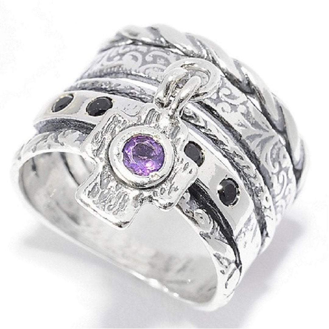 Bluenoemi Jewelry Rings Hippie ring , Cross Jewelry, cubic zirconia ring , silver ring for woman