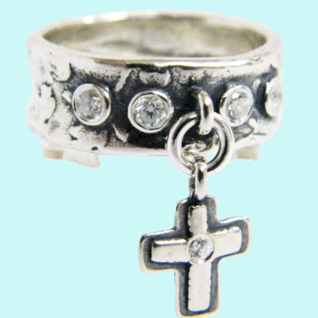 Bluenoemi Jewelry Rings Hippie ring , Cross Jewelry, silver ring for woman , engagement rings zirconia