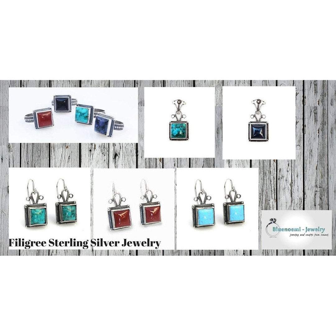 Hippie ring, sterling silver ring set filigree handcrafted Israeli designer, bohemian ring - Bluenoemi