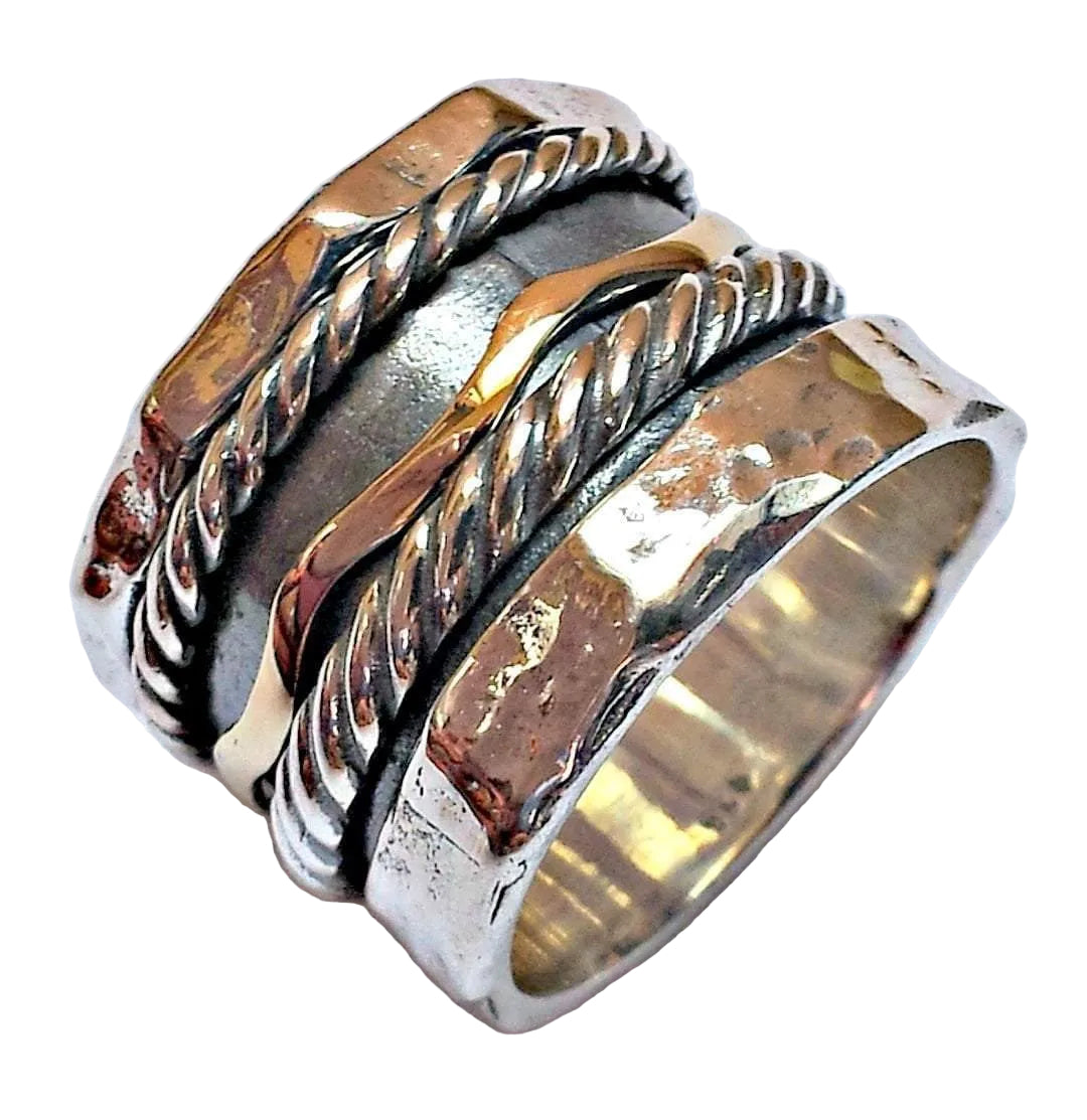 Israeli Spinner ring for man. Stacking ring. Yellow gold / rose gold - Bluenoemi