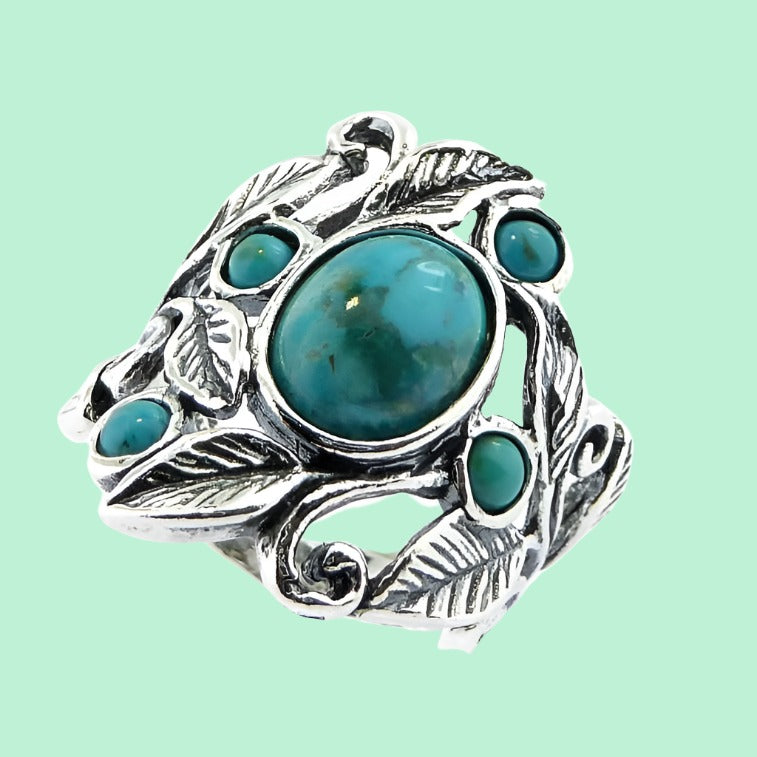 Jewelry from Israel silver signet ring for woman set turquoise - Bluenoemi