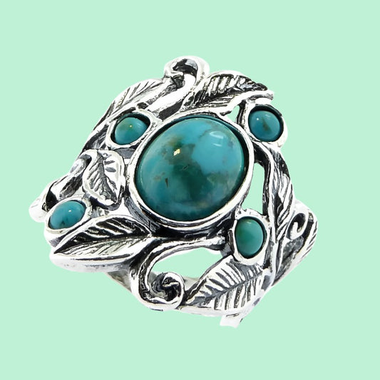 Jewelry from Israel silver signet ring for woman set turquoise - Bluenoemi