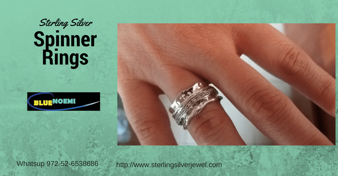 Bluenoemi Jewelry Rings Meditation ring for woman, cz zircons silver and gold spinning ring