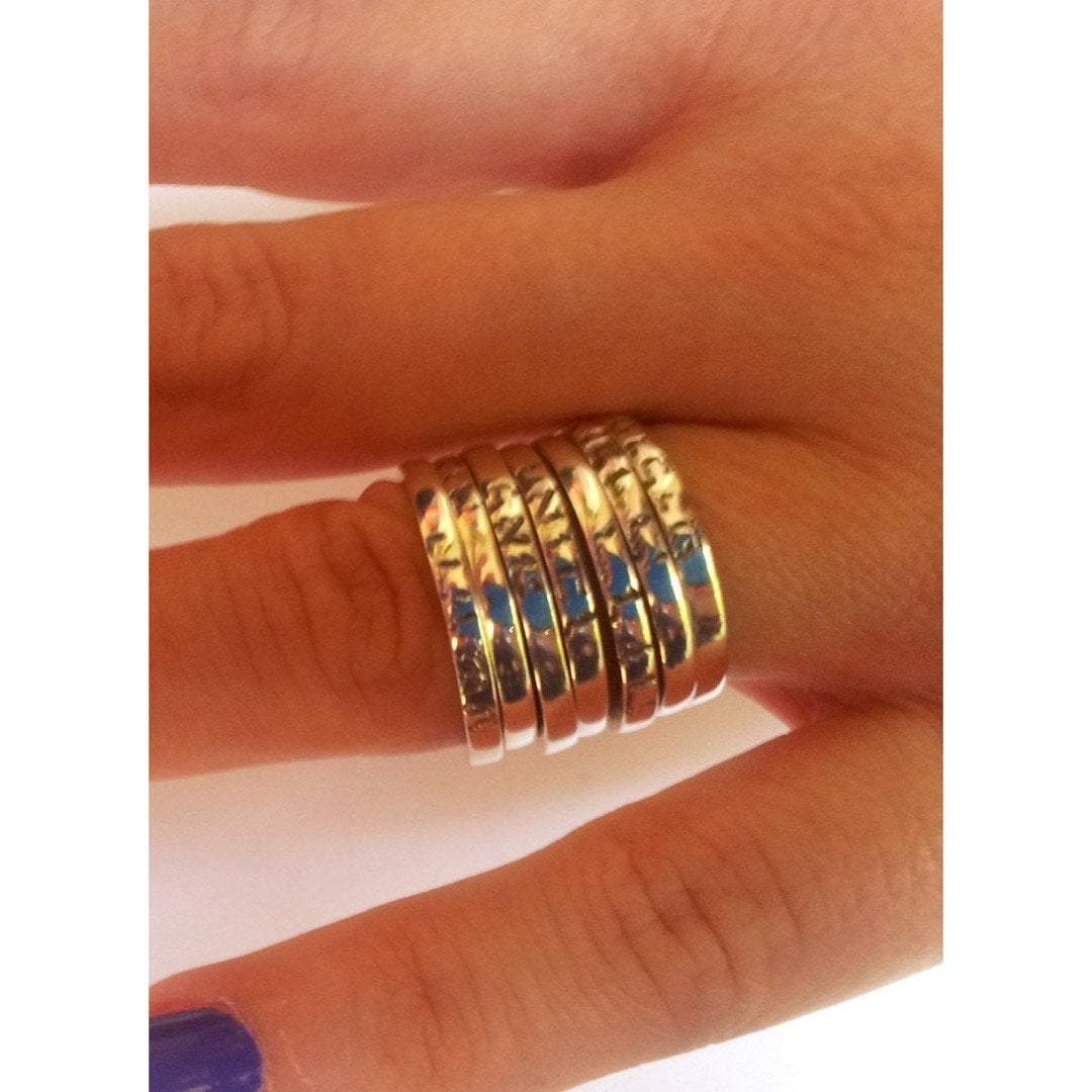 Bluenoemi Jewelry Rings Personalized rings sterling silver mothers ring, kids names engraved mother's ring