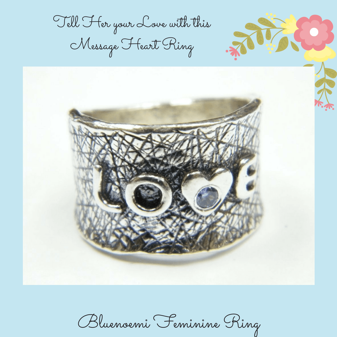 Bluenoemi Jewelry rings Ring for woman, Sterling Silver ring, Hippie Heart Love ring
