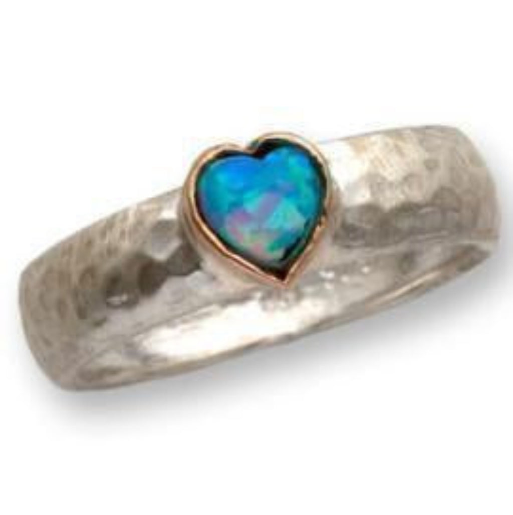 Ring silver gold 9 carats opal ring for woman - Bluenoemi