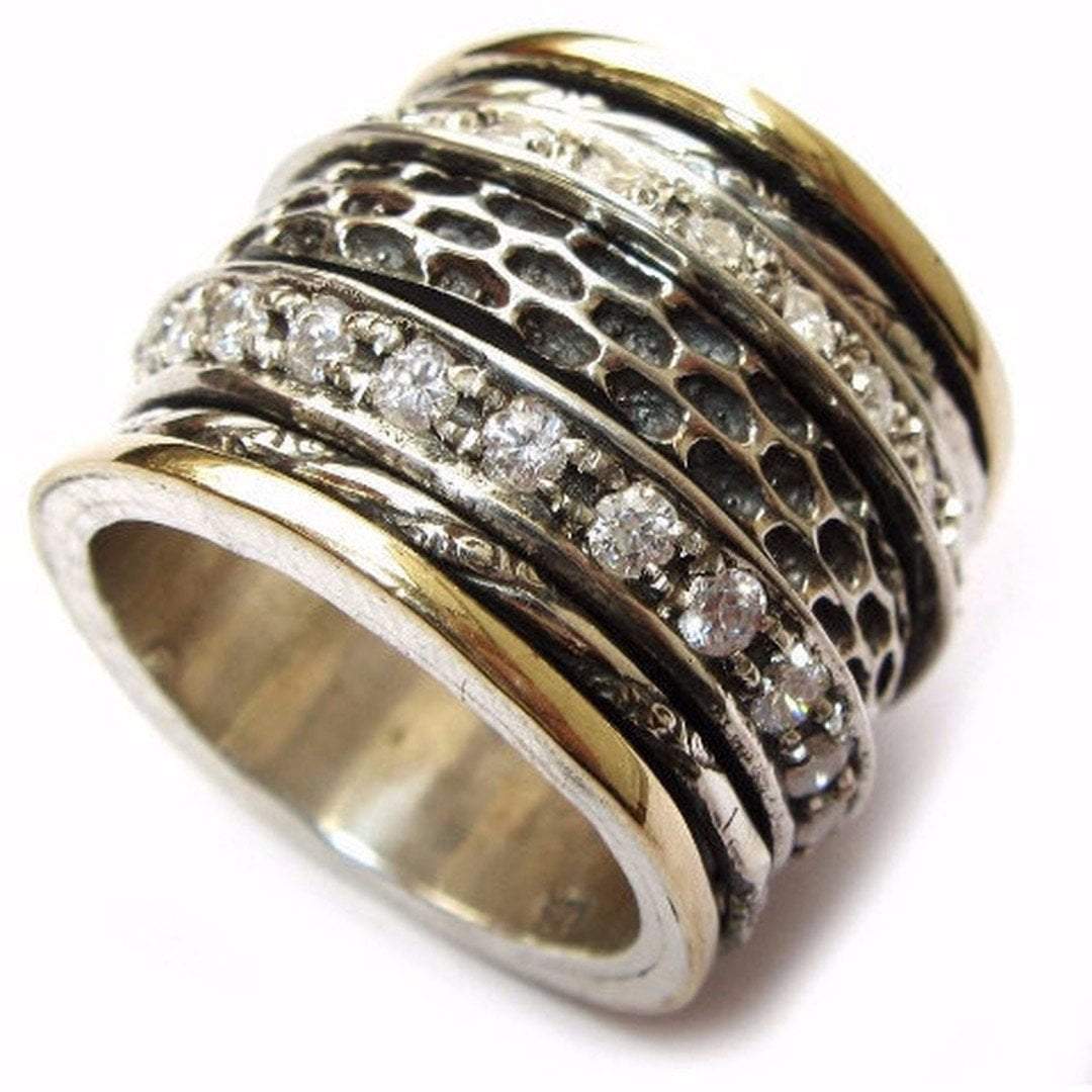 Bluenoemi Jewelry Rings Ring Spinner silver 9 carat gold bands CZ bands
