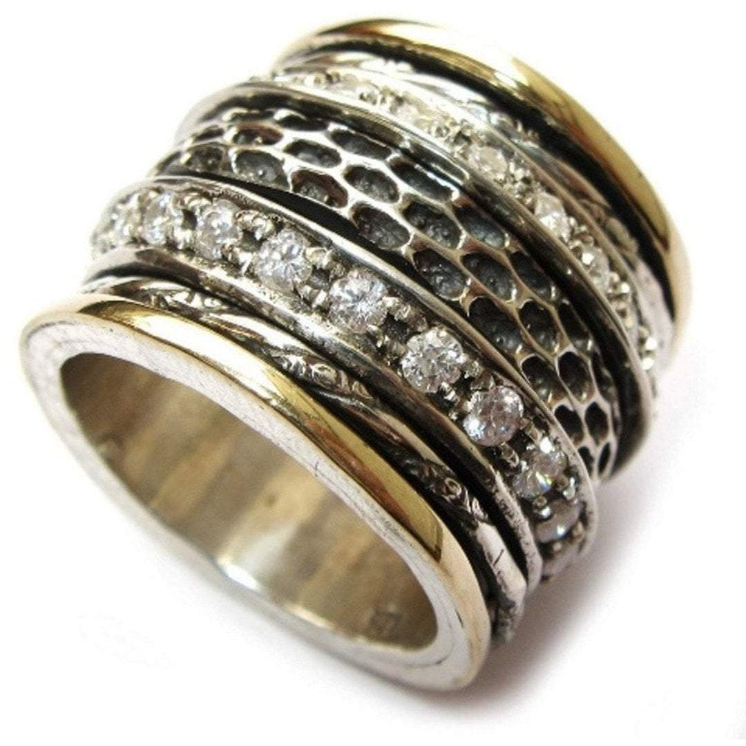 Bluenoemi Jewelry Rings Ring Spinner silver 9 carat gold bands CZ bands