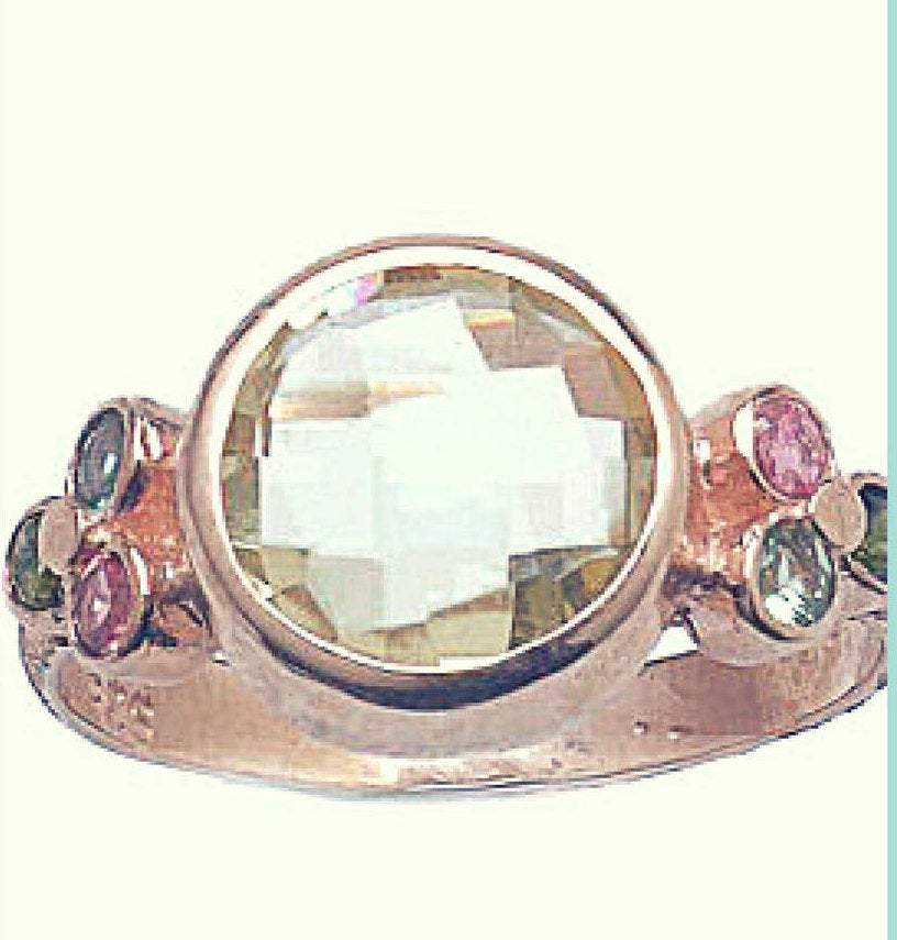 Rings for women Ring for woman gold 9 ct with Citrine and Tourmalines gold rings, israeli jewelry - Bluenoemi