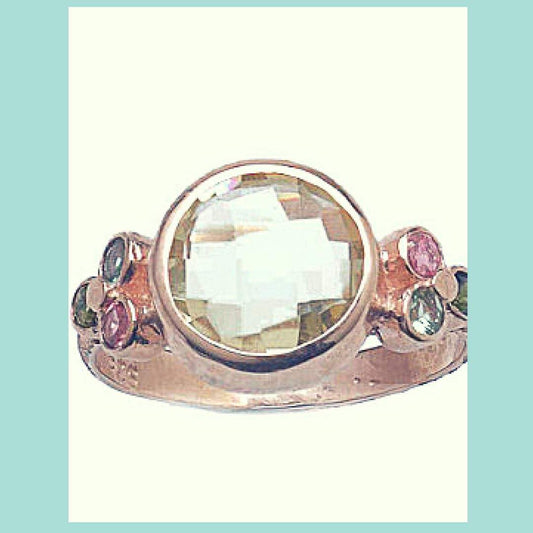 Bluenoemi Jewelry Rings Rings for women Ring for woman gold 9 ct with  Citrine and  Tourmalines gold rings,  israeli jewelry