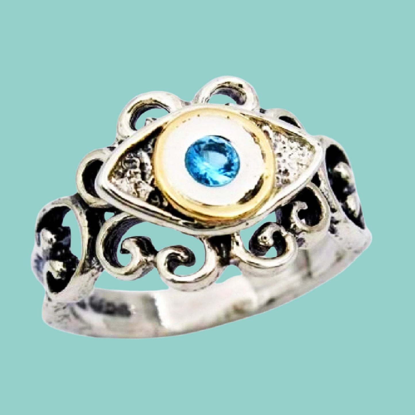 Bluenoemi Jewelry Rings SH021 -Bluenoemi - Eye silver rings for women - Israeli Luck & Protection