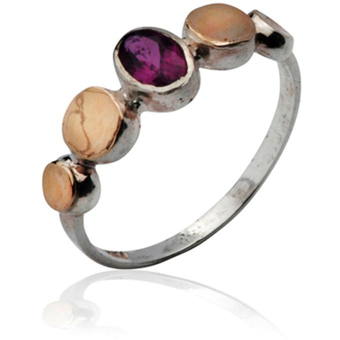 Bluenoemi Jewelry Rings silver ring and gold , ring for woman , iolite silver gold ring, israel jewellery