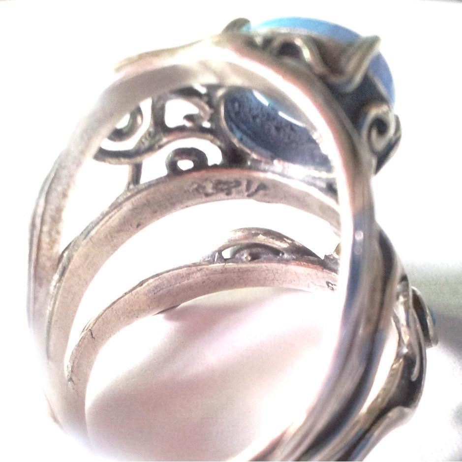 Bluenoemi Jewelry Rings Silver ring set with opal, blue opal on silver ring, bohemian rings