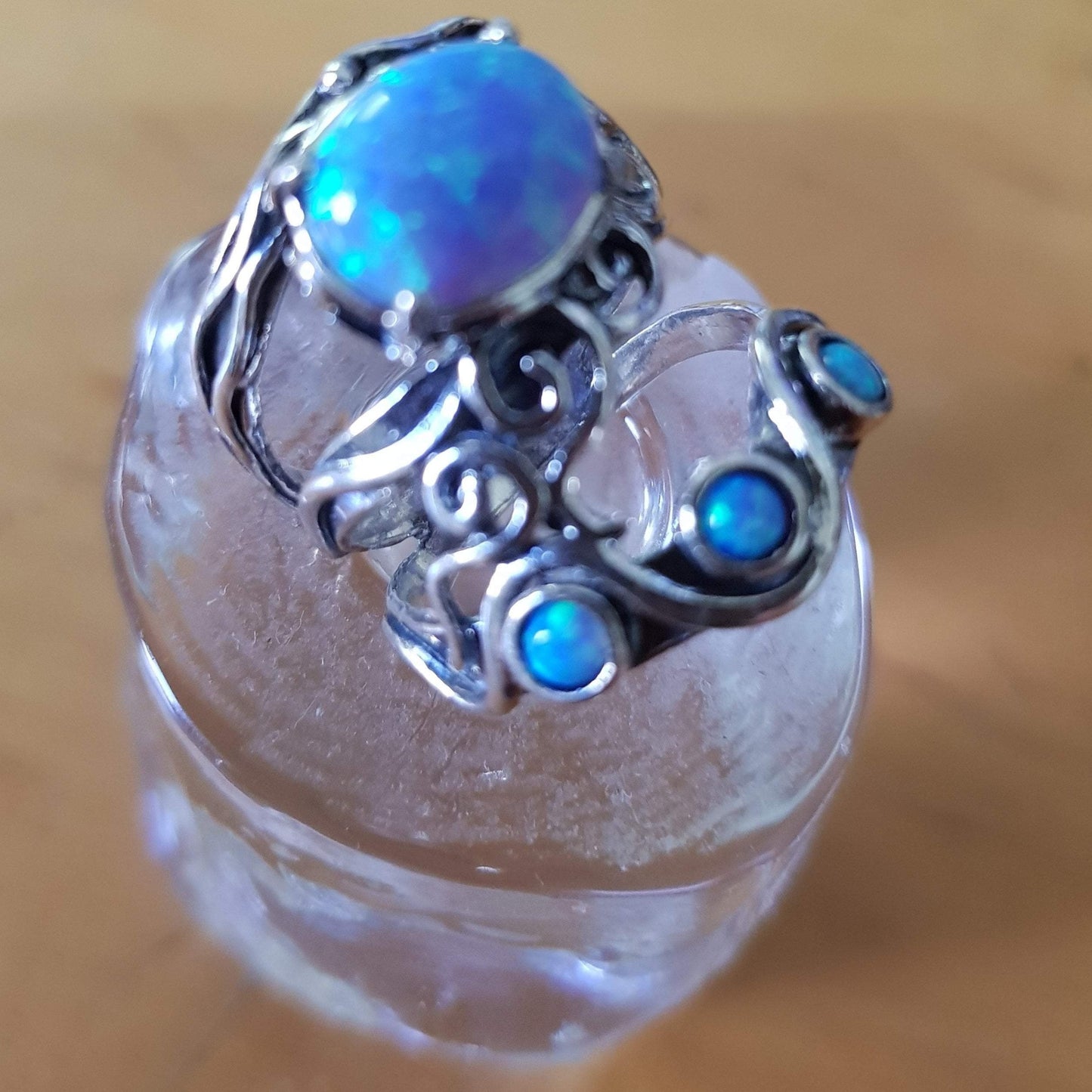Bluenoemi Jewelry Rings Silver ring set with opal, blue opal on silver ring, bohemian rings