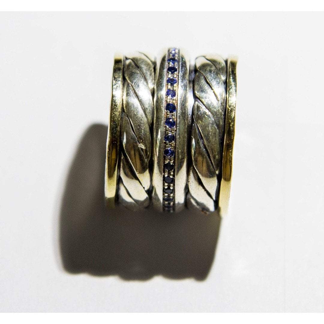 Bluenoemi Jewelry Rings Spinner ring for woman, Christmas Gift , silver 9K gold cz amethyst spinner rings