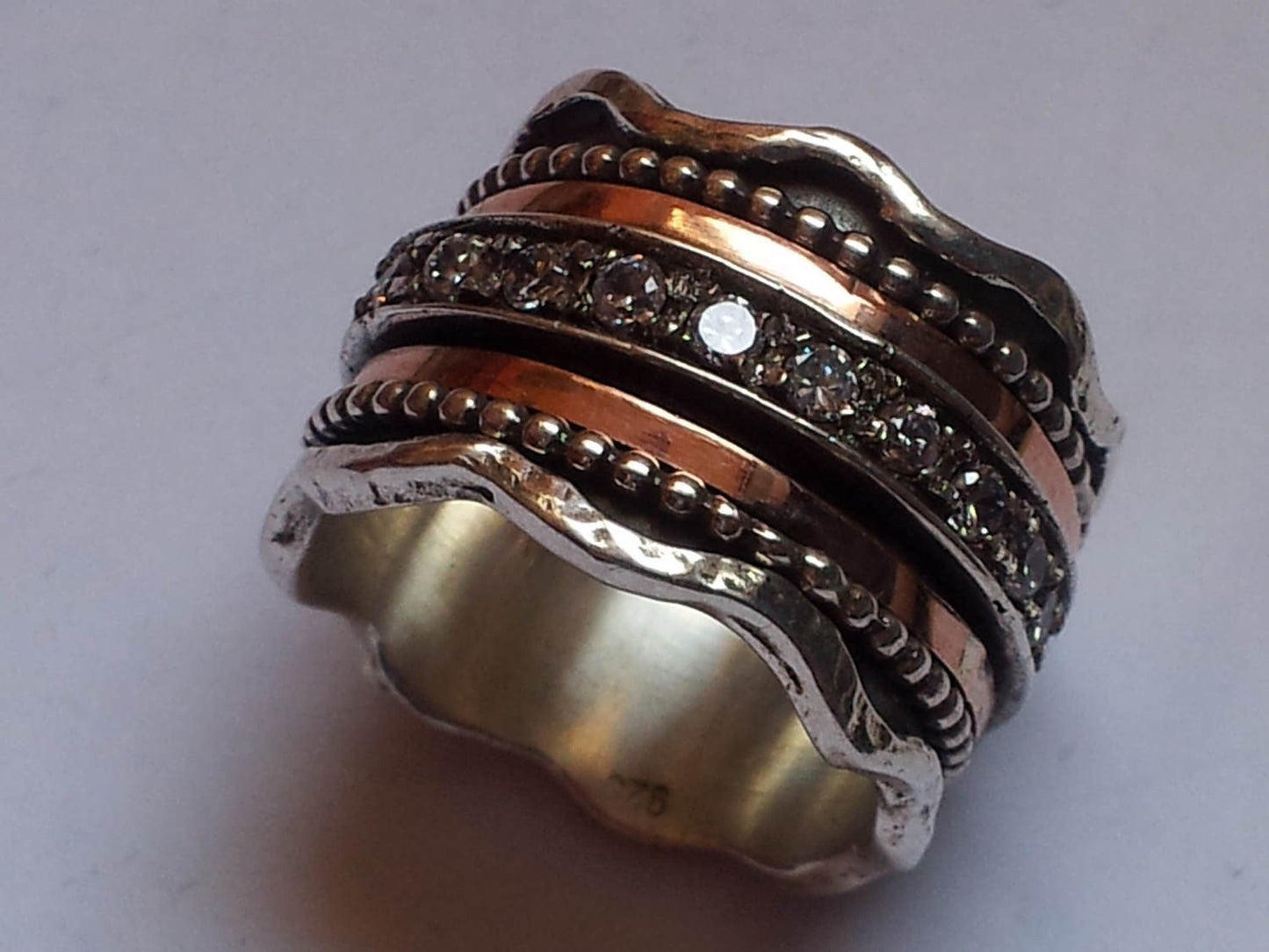 Bluenoemi Jewelry Rings Spinner ring for woman. Meditation Sterling Silver gold Stacking rings.