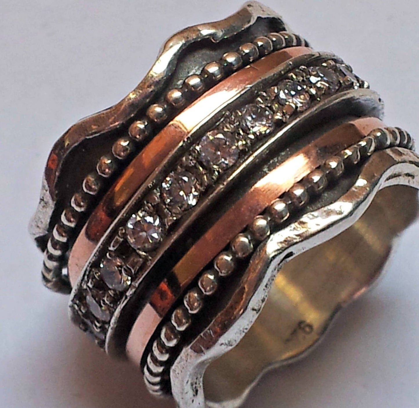 Bluenoemi Jewelry Rings Spinner ring for woman. Meditation Sterling Silver gold Stacking rings.
