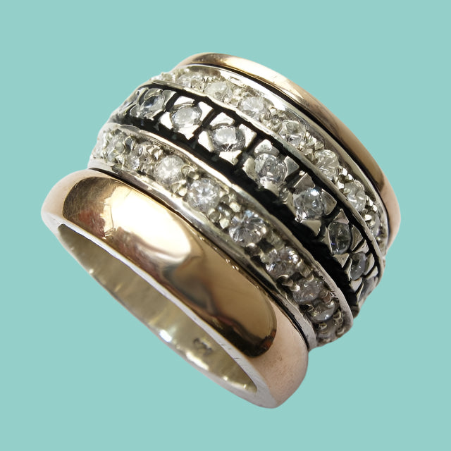 Bluenoemi Jewelry Rings Spinner ring for women, gold spinner ring, cz zirconia ring , cocktail zircons ring