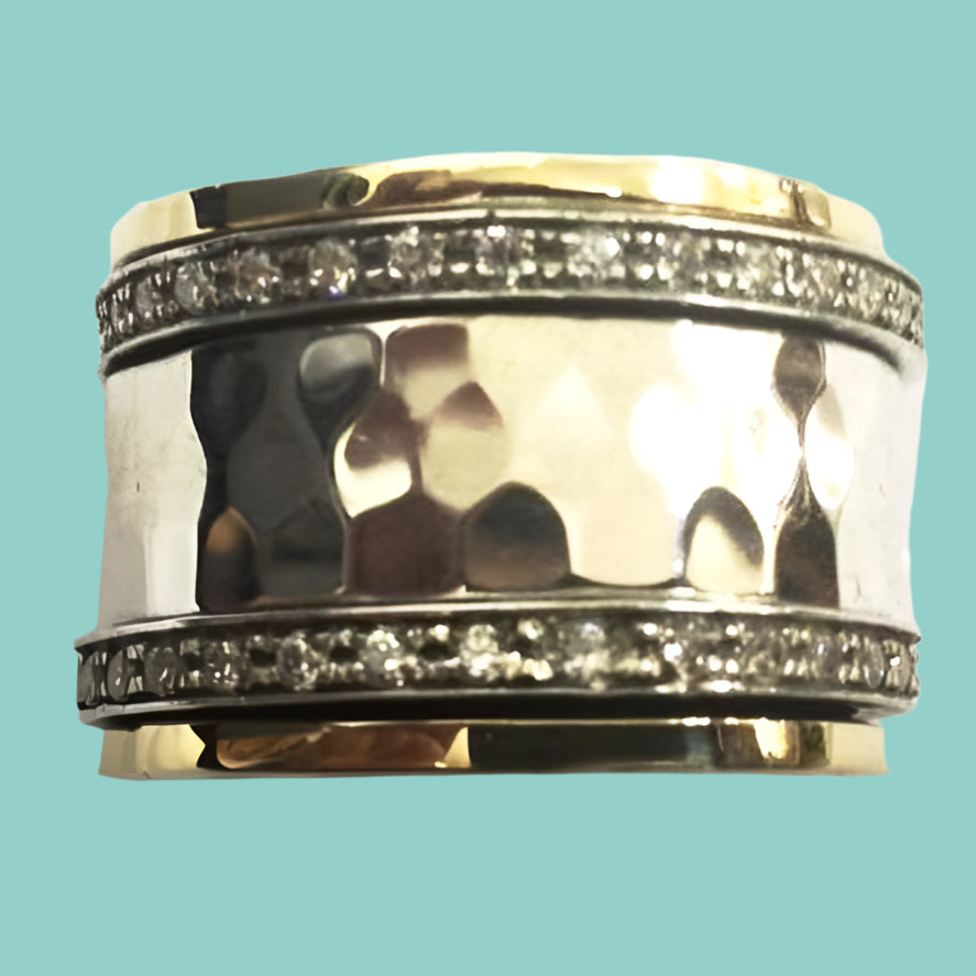 Bluenoemi Jewelry Rings Spinner ring silver and gold for woman, cz rings