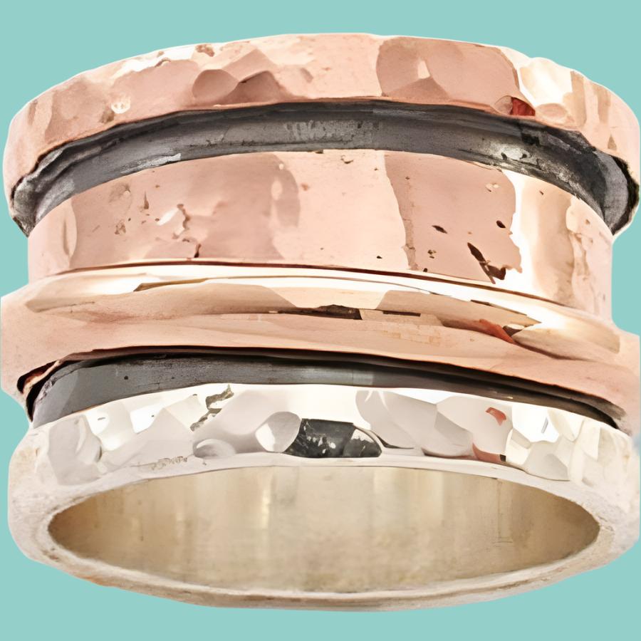 Bluenoemi Jewelry Rings Spinner Ring Spinning ring Sterling silver 9K Rose gold.