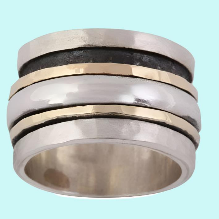 Bluenoemi Jewelry Rings Spinner Ring Spinning ring Sterling silver 9K yellow gold.