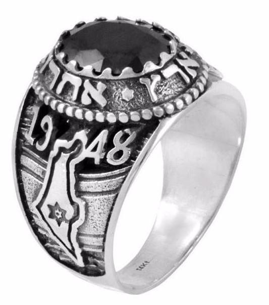 Bluenoemi Jewelry Rings Sterling Silver Ring for Man Israel ring with black onyx stone