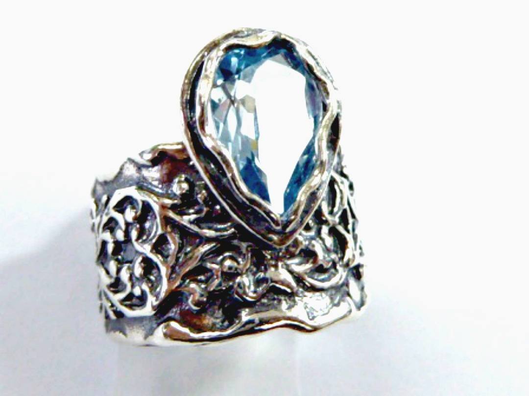 Sterling silver ring for woman, bohemian unique rings set with Blue Topaz. - Bluenoemi