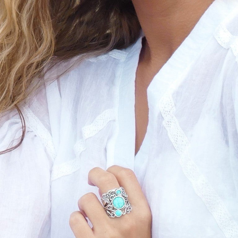 Blue opal sterling silver ring for woman Bluenoemi Israeli jewelry Bluenoemi Jewelry Rings Sterling silver ring for women set with a blue opal heart