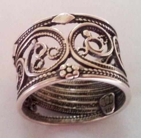 Bluenoemi Jewelry Rings Sterling silver ring , Hippie Rings filigree handcrafted Israeli designer,  bohemian ring, chic ring