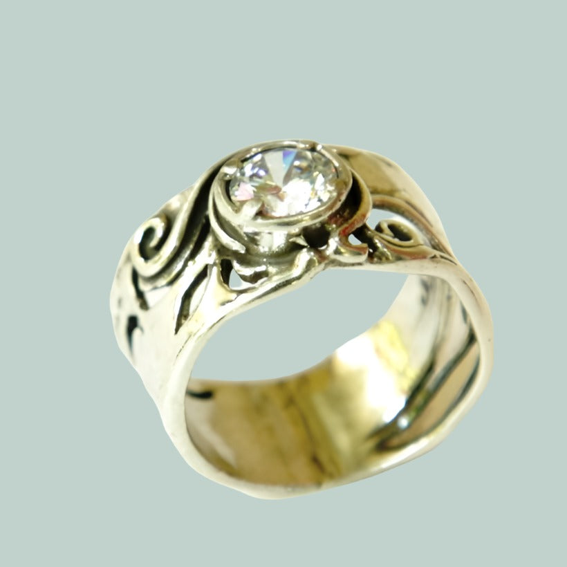 Bluenoemi Jewelry Rings Sterling silver ring set with zircons stones. Israeli designer bohemian ring
