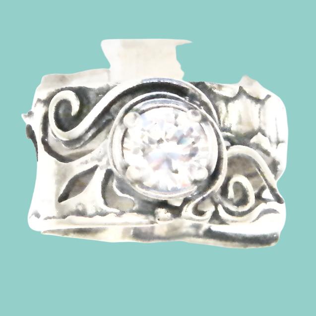 Bluenoemi Jewelry Rings Sterling silver ring set with zircons stones. Israeli designer bohemian ring