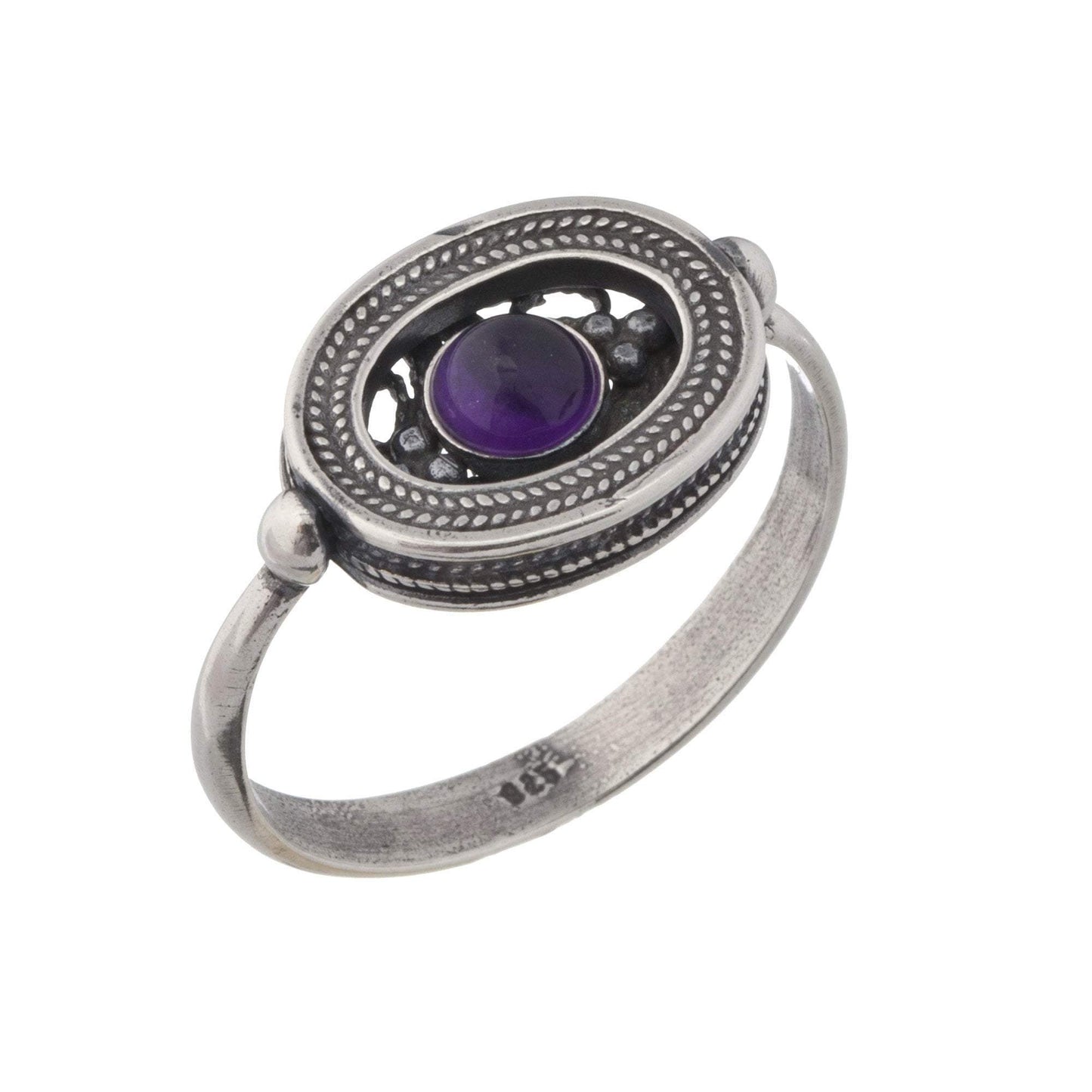 Bluenoemi Jewelry Rings Sterling silver ring with a gemstone filigree handcrafted
