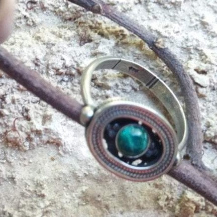 Bluenoemi Jewelry Rings Sterling silver ring with Eilat Stone filigree handcrafted